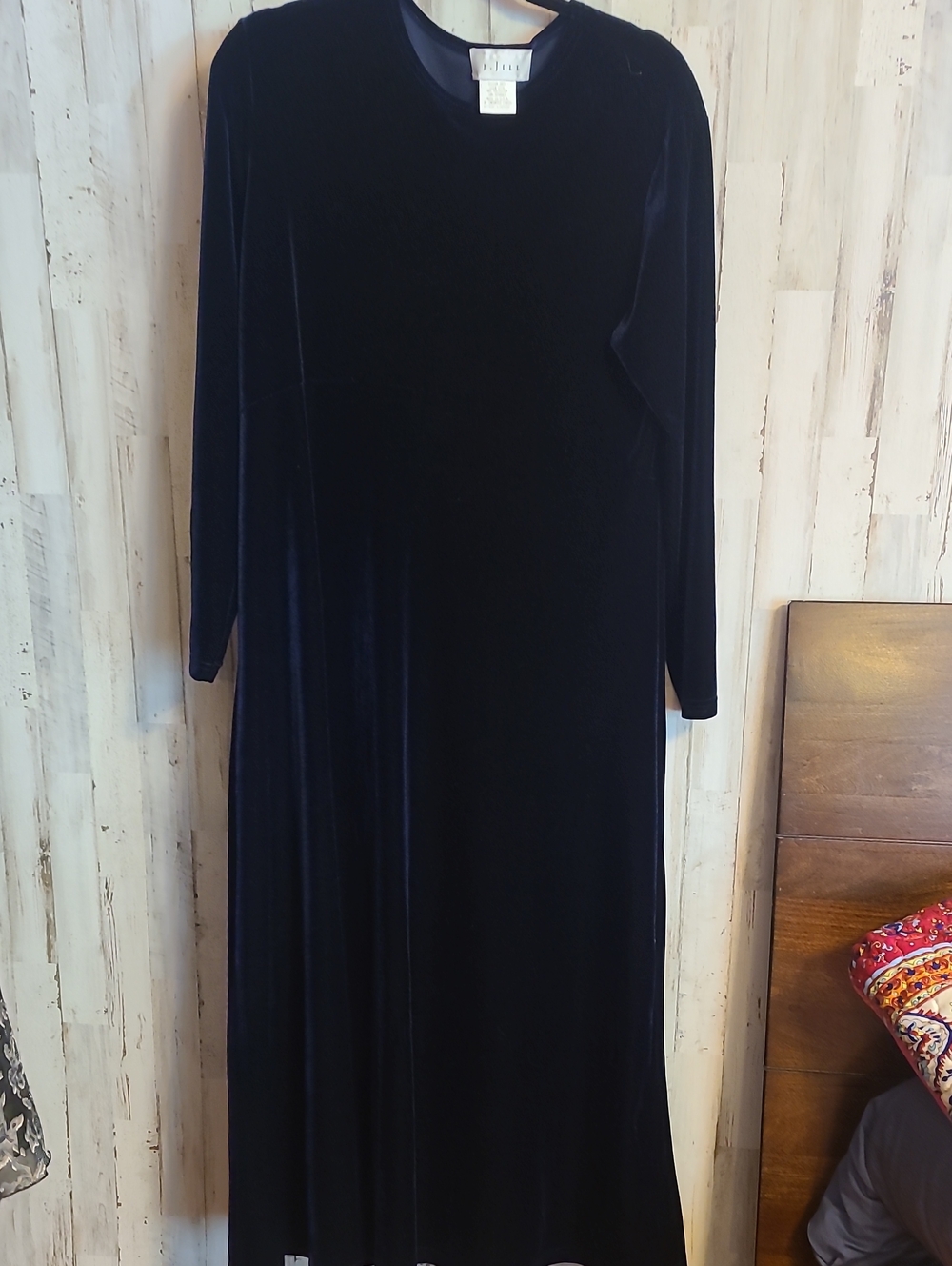 J. Jill Navy Velvet Maxi Dress with Long Sleeves